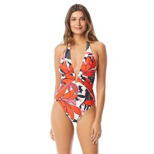 Vince Camino Plunging Wrap One Piece Swimsuit -Wild Lotus